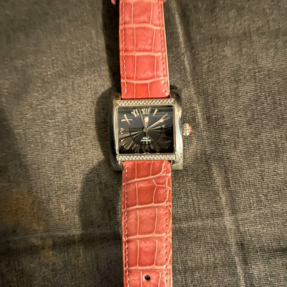 Michele Diamond Aligator Skin Watch
